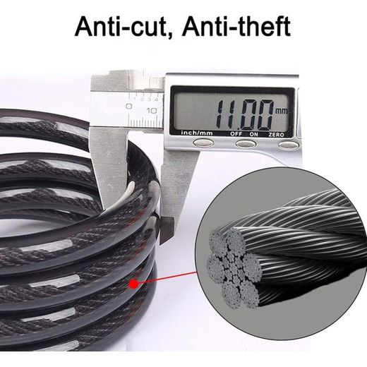 Flushrenic Bicycle chain, motorcycle anti-theft lock, password security lock, high security 5-digit resettable combination coil bicycle lock, with outdoor equipment installation bracket - image 2