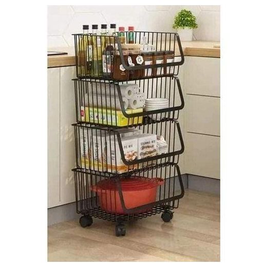 Generic 4 Tier Kitchen Metallic Fruit & Vegetable Rack.
