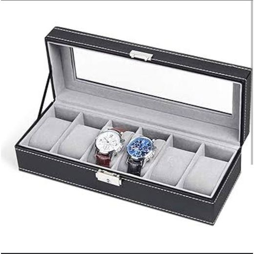 Generic Watch Box PU Leather Lockable Display Watch Storage Boxes With Glass Top, Adjustable Jewelry Organizer Bracelet Watches Holder, Travel Case For Men Women, Birthday Christmas Gift - image 4