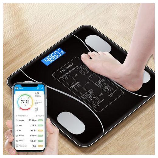 Generic Intelligent Body Fat Scale, a Simple and Practical Digital Scale That can be Connected to a Mobile Digital Bathroom Scale to Display BMI, Body Fat, Muscle Mass, and Durable Weight Scale (Black)