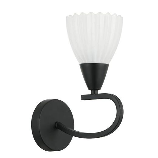 Tronic Black Wall Lamp with Frosted Shade and Curved Arm Design