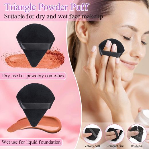 Generic 248 Pcs Disposable Makeup Applicators with Triangle Puffs, Mascara wands Lip/Eyeliner Brushes Disposable Makeup Applicator Kit for Makeup Artist Supplies - image 4