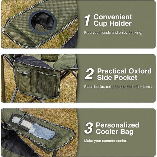 Generic Portable Foldable Garden Chair with Cup Holder, Comfortable Camping Seat with Bag - image 4