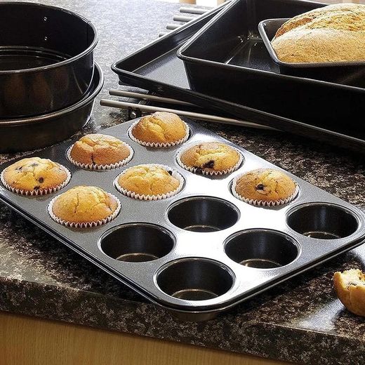 Generic 12 Cup Cupcake Baking tray Non-Stick Carbon Steel Muffin Tray Oven Baking Pan Heat Resistant Bakeware Pan perfect for making Cupcakes, Mini Pie, Tart and Muffins - image 2