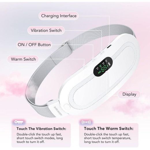 Generic Heat Pad for Cramps, Period Menstrual Heating Pad for Back Pain Relief, Gifts for Women Girls Her, Travel Portable Electric Heat Belt Essentials with 3 Heat Levels Auto Shut Off - image 4