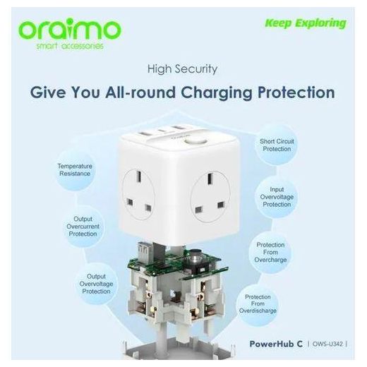 Generic Oraimo PowerHub C U342 6-in-1 Power Cube - image 2