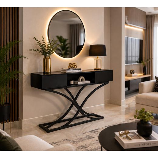 Generic Modern Black Console Table – 110 × 30 × 90 cm - image 2