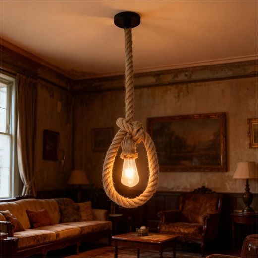 Generic 1 meters rope pendant light warm light decor with free bulb Chandelier adjustable hanging lights