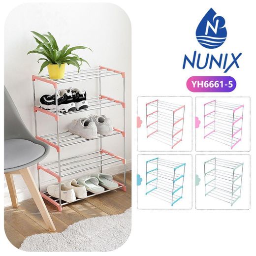 Nunix YH6661-5 5-Tier Shoe Rack – 5-Layer Storage Organizer with Stainless Steel Frame, Durable Plastic Connectors and Space-Saving Design