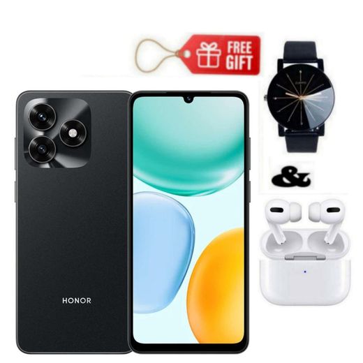 Honor BRAND NEW X5C SMARTPHONE - 4GB RAM, 64GB Storage, 6.74" Display, 5260 mAh ,4G Black  + Web  Watch & Airpods
