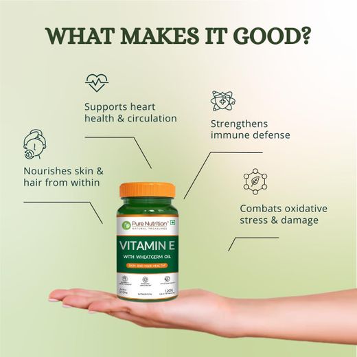 Pure Nutrition VITAMIN E  (WITH WHITEGERM OIL) 120 CAPSULES - image 3