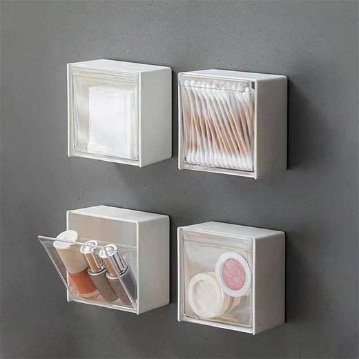 Generic 2pcs set  Plastic Wall Mounted Storage Box Dustproof Bathroom Organizer - image 2