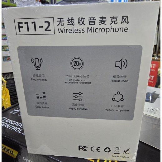 Generic F11-2 Wireless Clip On Microphone For Social Media Live Broa - image 2