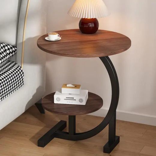 2-in-1 Round Coffee Table Set brown