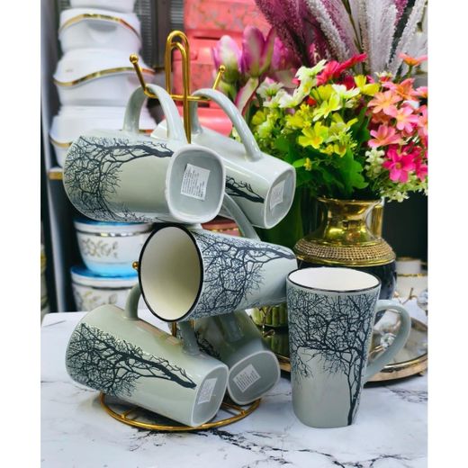 6 PC Tree Mug White