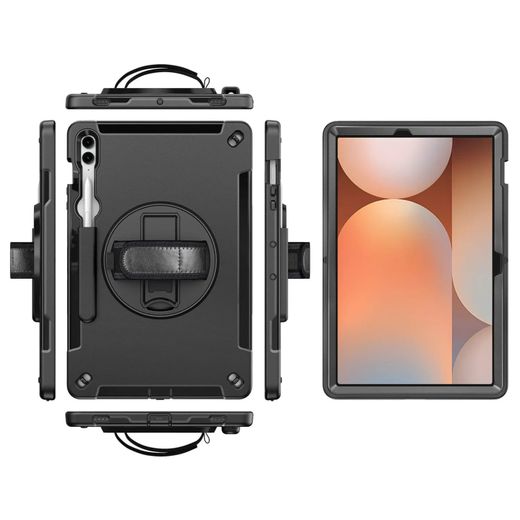 Generic Heavy Duty Shockproof Back Case Cover for Samsung Galaxy Tab S9 FE Plus,Rugged Tablet Case with Adjustable Hand Strap, 360° Rotating Kickstand & Full Body Protection - image 3