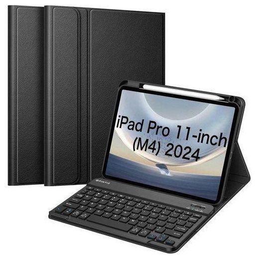 Generic Keyboard Case For IPad Pro 11-inch M4 (2024) - Protective Soft TPU Back Stand Cover With Pencil Holder, Magnetically Detachable Wireless Bluetooth Keyboard