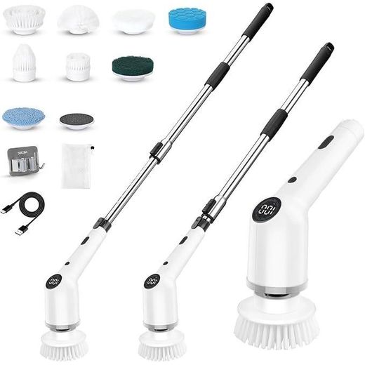 Generic Electric Spin Scrubber, 9 in 1 Cordless Shower and Kitchen Cleaner Brush, Turbo Scrub Cleaner with Long Handle, Fast Charge,  Adjustable Speeds - image 3