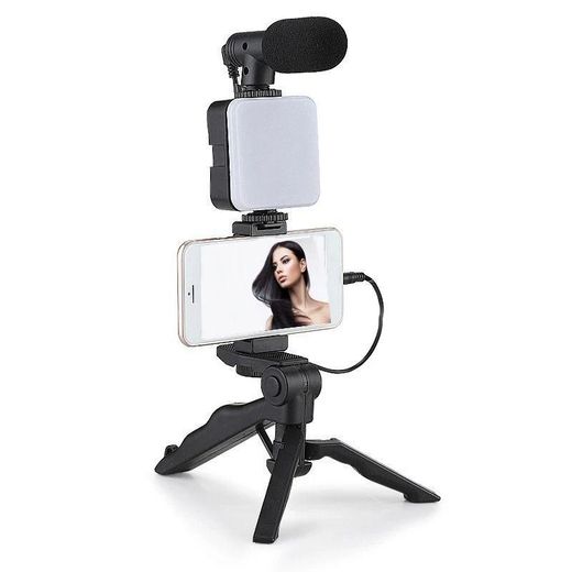 Generic AY-49 Professional Video Setup for Creators with LED Light, Microphone, and Tripod