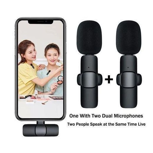 Generic Wireless lavalier microphone Type-C/iOS/USB plug and play wireless noise cancelling microphone, portable audio and video recording mini microphone suitable for YouTube TikTok live streaming - image 2