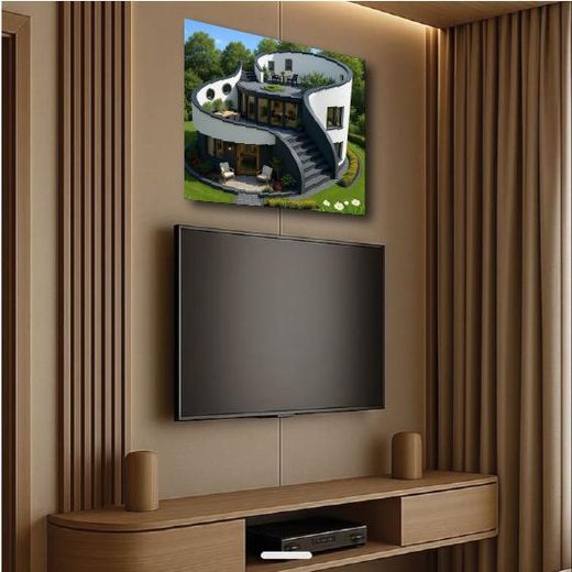 Generic Spiral Modern House Wall Decor – Architectural Canvas Art Print – Minimalist Living Room & Office Decoration - image 4