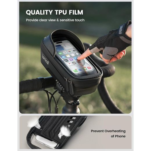 Generic Portable multifunctional Bicycle Phone Mount Bag/ Touchscreen Phone Bag- Bike Frame Bag for phone and accessories with Sun-Visor Rain Cover, TPU Sensitive Touch Screen, Handlebar Bag Bicycle Accessories, Large Capacity Suitable Phone Under 7" - image 2