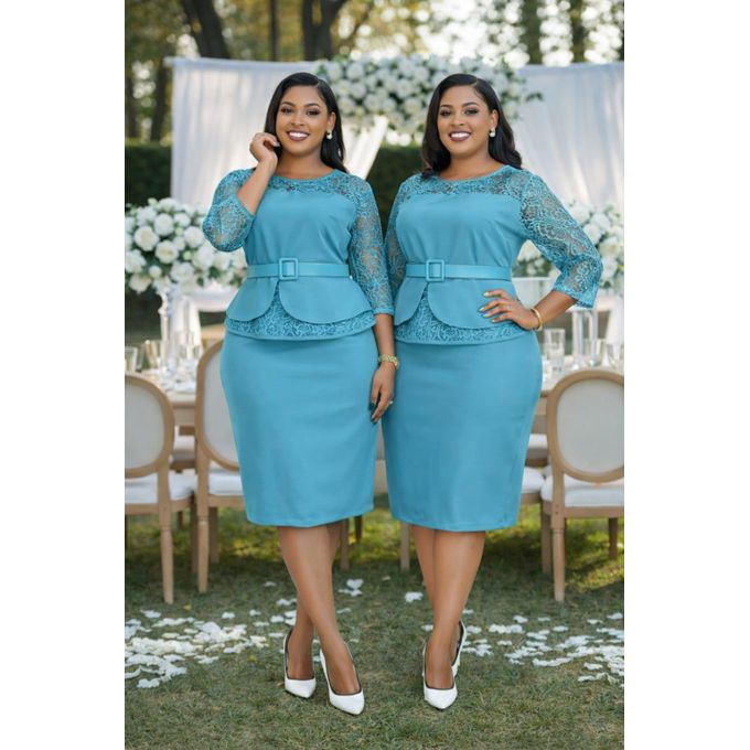 Fashion Plus Size Ladies semi Turkey Green Peplum Dress @