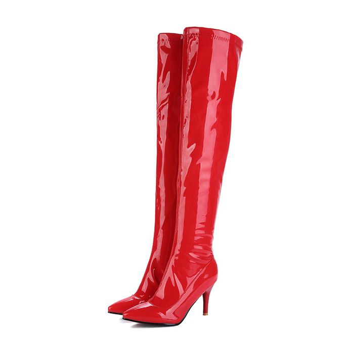 Generic Thigh High Boots Women Red Fashion Patent Leather Over The Knee Boots Sexy Nightclub Dance Ladies Shoes Black White Plus Size 48 red Best Price Online Jumia Kenya