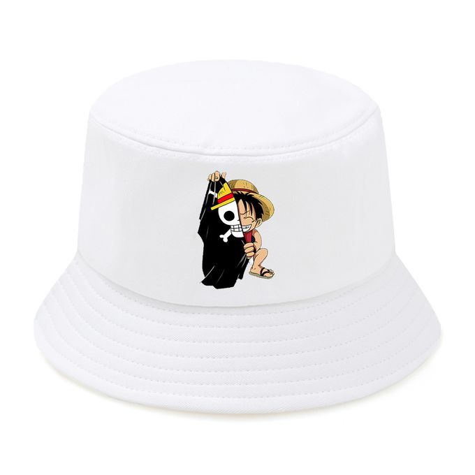 Fashion Anime One Piece Fishing Hat Casual Hip Hop Bucket Hat  Mens/Woman-White @ Best Price Online