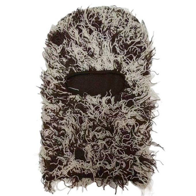 Knitted Fuzzy Halloween Ski Mask Full Face Fleece Fuzzy Balaclava Distressed