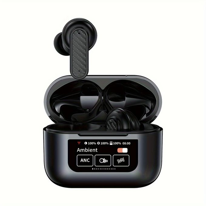 product_image_name-Generic-YW08 TWS Wireless Earbuds Touch Control LCD Screen Earphone - Black-1