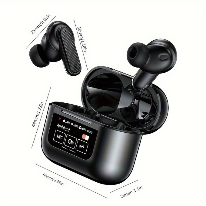 product_image_name-Generic-YW08 TWS Wireless Earbuds Touch Control LCD Screen Earphone - Black-6