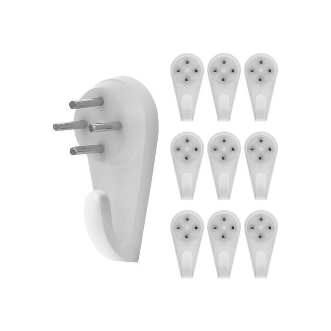 Blackspur - Plastic Picture Hooks - 30mm - White - Pack of 12