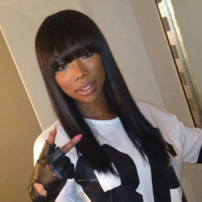 Fashion Fringe Wig 14 Inch Straight Semi Human Wig Best Price
