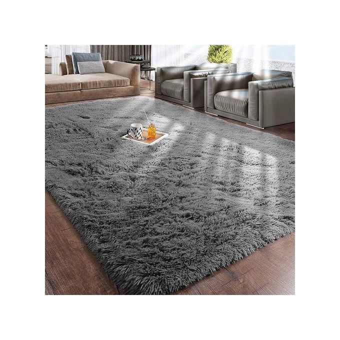 Soft Grey Fluffy Carpets Area Non-slip Rugs Floor Mat Size: 5*8