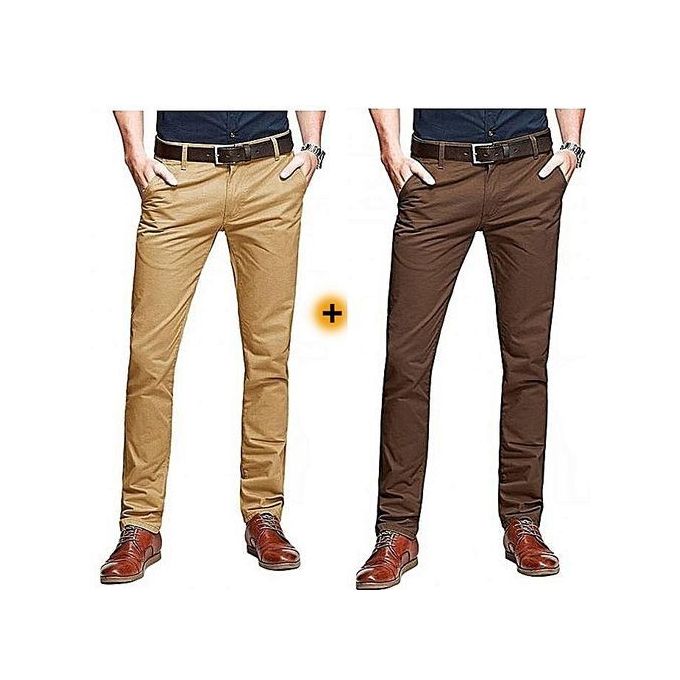 Fashion 2 pack hard Men Khakis; Chocolate and beige @ Best Price Online ...