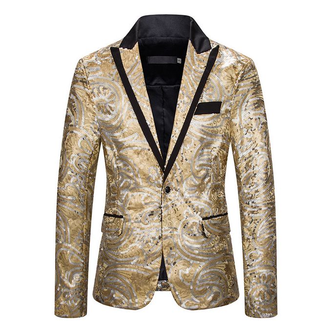 Fashion Men Shiny Gold Sequins Suits Blazer Masculino Embellished Men ...