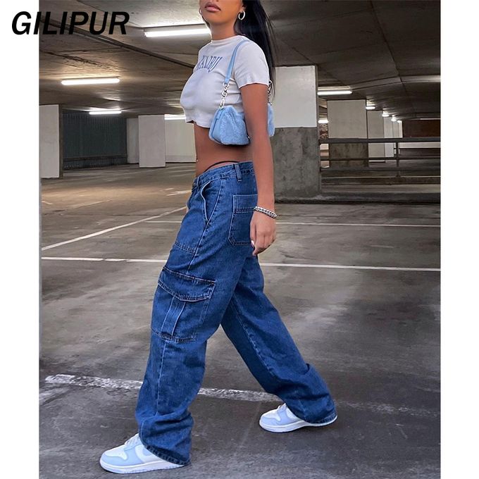 Fashion Cargo Pants Women's Jeans 2022 New Fashion Baggy Jeans Denim  Overalls 90s Low @ Best Price Online