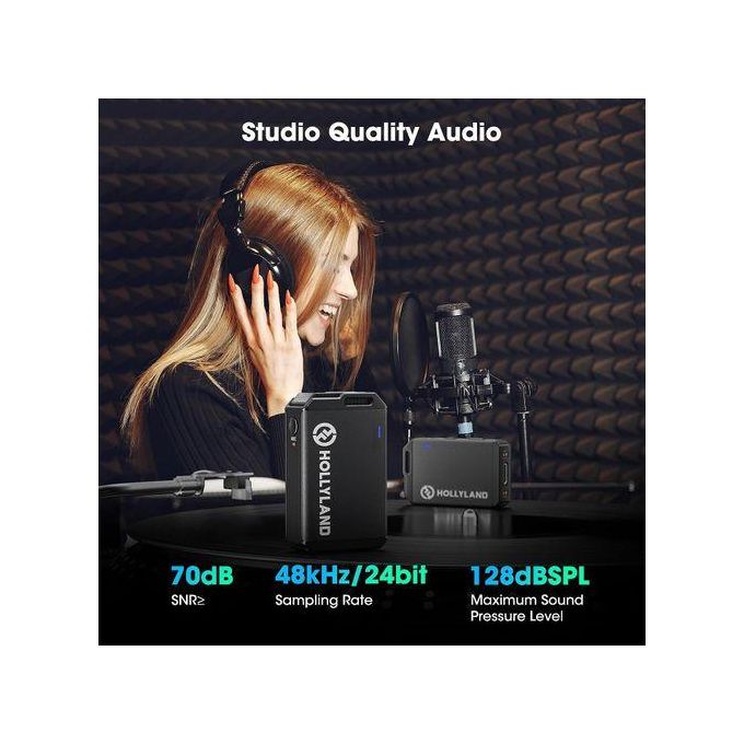 product_image_name-Hollyland-Wireless Lavalier Microphone System With Professional ENC, Studio Quality Audio, 22H Duration, 820ft(250m) Range, Compatible With DSLR Camera, IPhone, Android, PC-Black-2