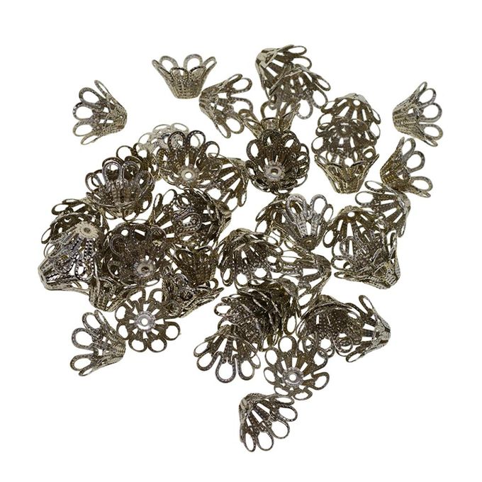 Generic 100 Pack Vintage Flower Beads End Caps Vintage End Bead