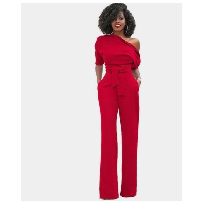 red classy jumpsuit