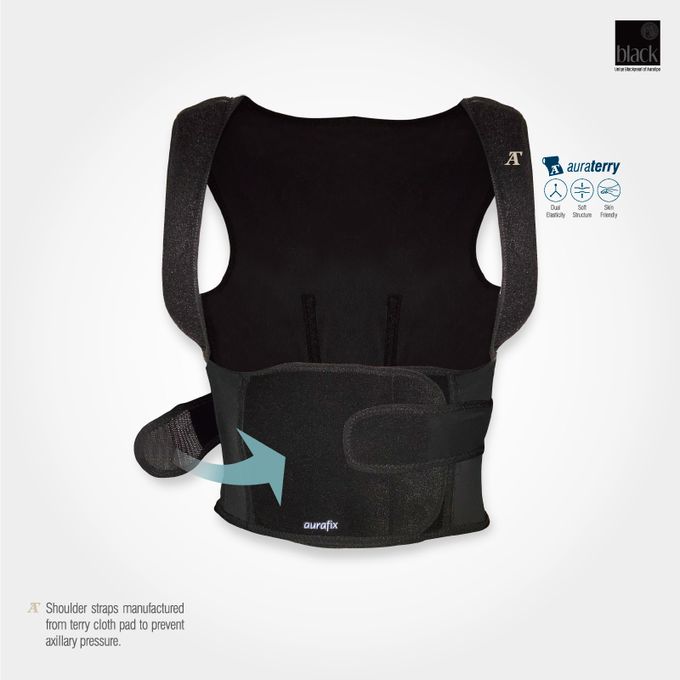 Solid Color Breathable Black Posture Corrector, Back Shoulder Protection  Band Humpback Correction Vest For Stress Relief