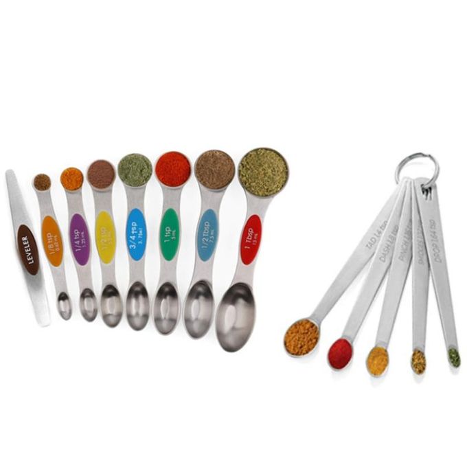 Magnetic Measuring Spoons Set Stainless Steel Stackable Dual Sided Teaspoons  And Tablespoons For Measuring Dry And Liquid Ingredients Set Of 6