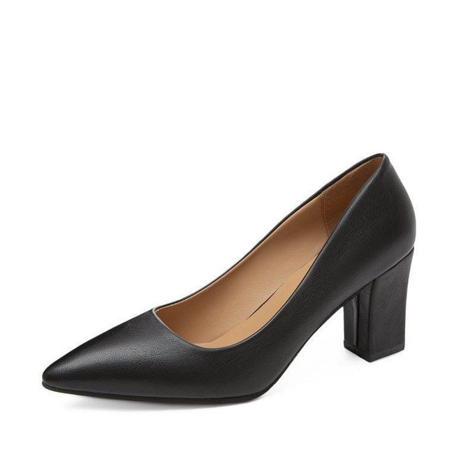 BLWOENS Women's Black Chunky High Heel Dress Pumps