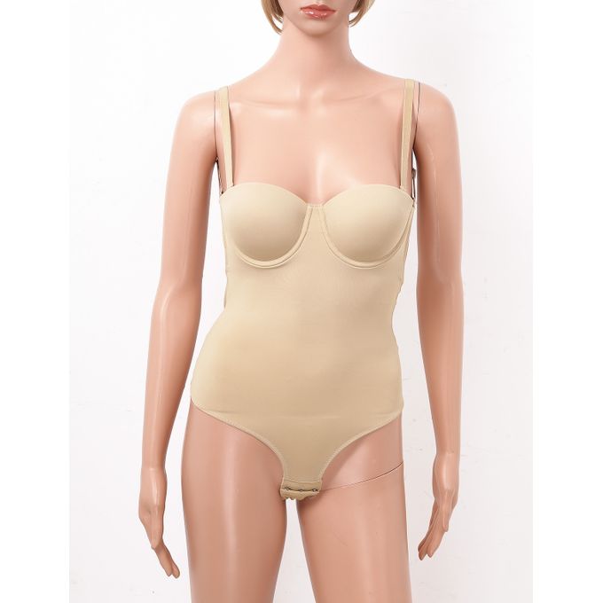 Fashion Womens Adjustable Spaghetti Straps Underwire Padded Backless Tummy  Control Full Body Shaper Thong Bodysuit Shapewear @ Best Price Online