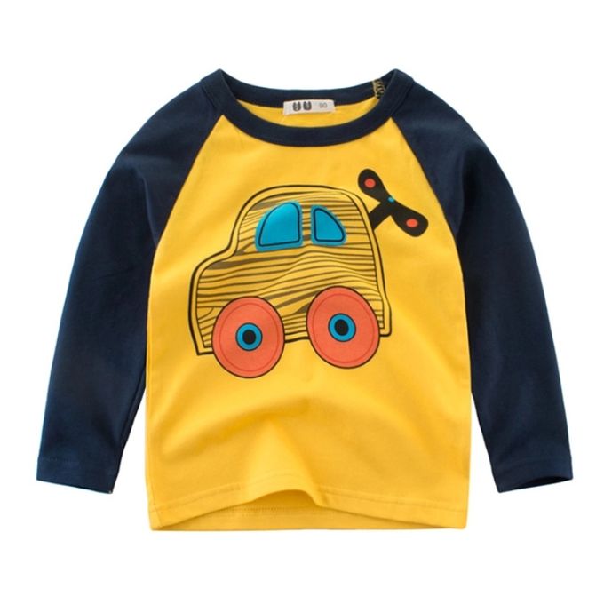 product_image_name-Fashion-Boys Yellow-blue 2-Colour Tee (1-10yrs) - Car Print-1