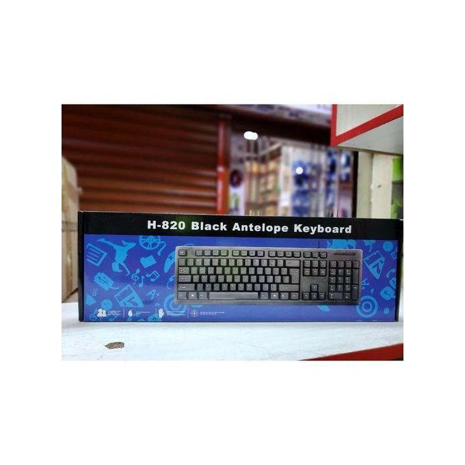 Generic H-820 Wired Keyboard - Full-Sized QWERTY, Black