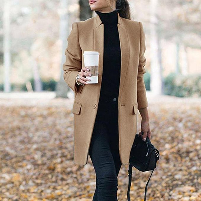 Fashion Women Trench Long Coat Winter Spring Lapel Long Sleeve Coats Office  Ladies Solid Slim Overcoat Outwear @ Best Price Online