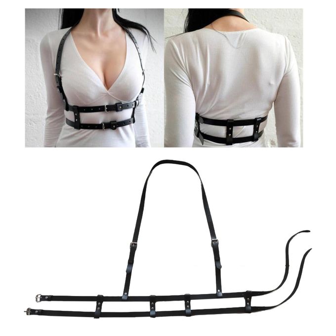 Generic Punk Waist Belt Harness Gothic Body Chain PU Leather Cage Bra Body  @ Best Price Online