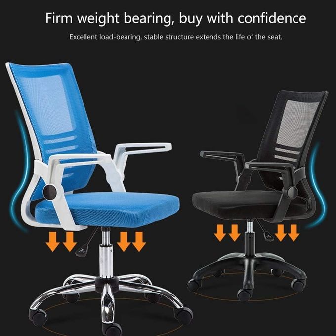 product_image_name-Barksdale-BlackOffice Chair Ergonomic Desk Mid Back Mesh with Flip Up Arms and Lumbar Support Executive Swivel -7